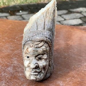 QUARTZ CRYSTAL CLUSTER HAND CARVED TRIBAL CHIEF